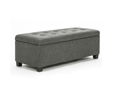 La Bella Ottoman La Bella Dark Grey Storage Ottoman Stool Fabric