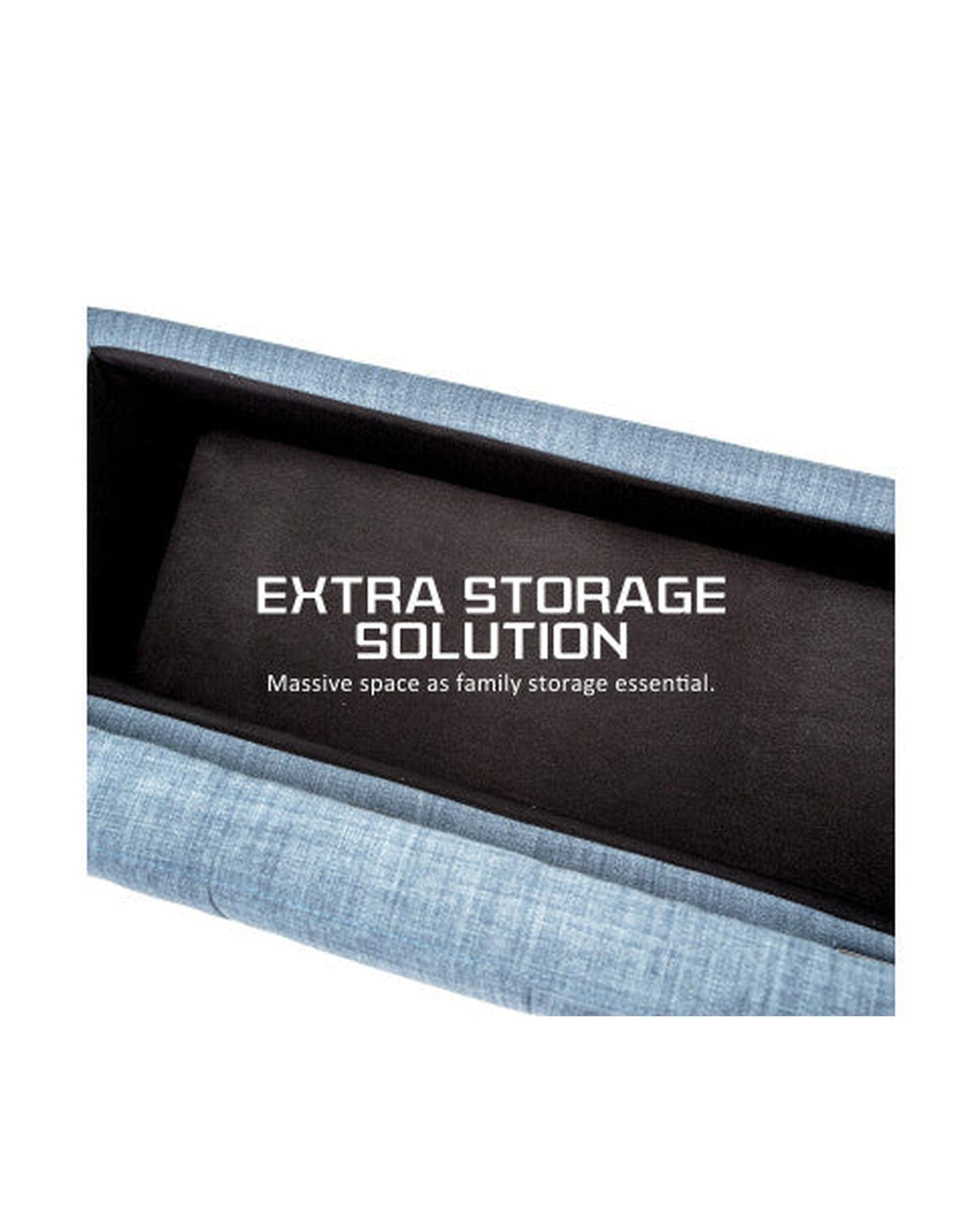 La Bella Ottoman La Bella Light Grey Blue Storage Ottoman Stool Fabric