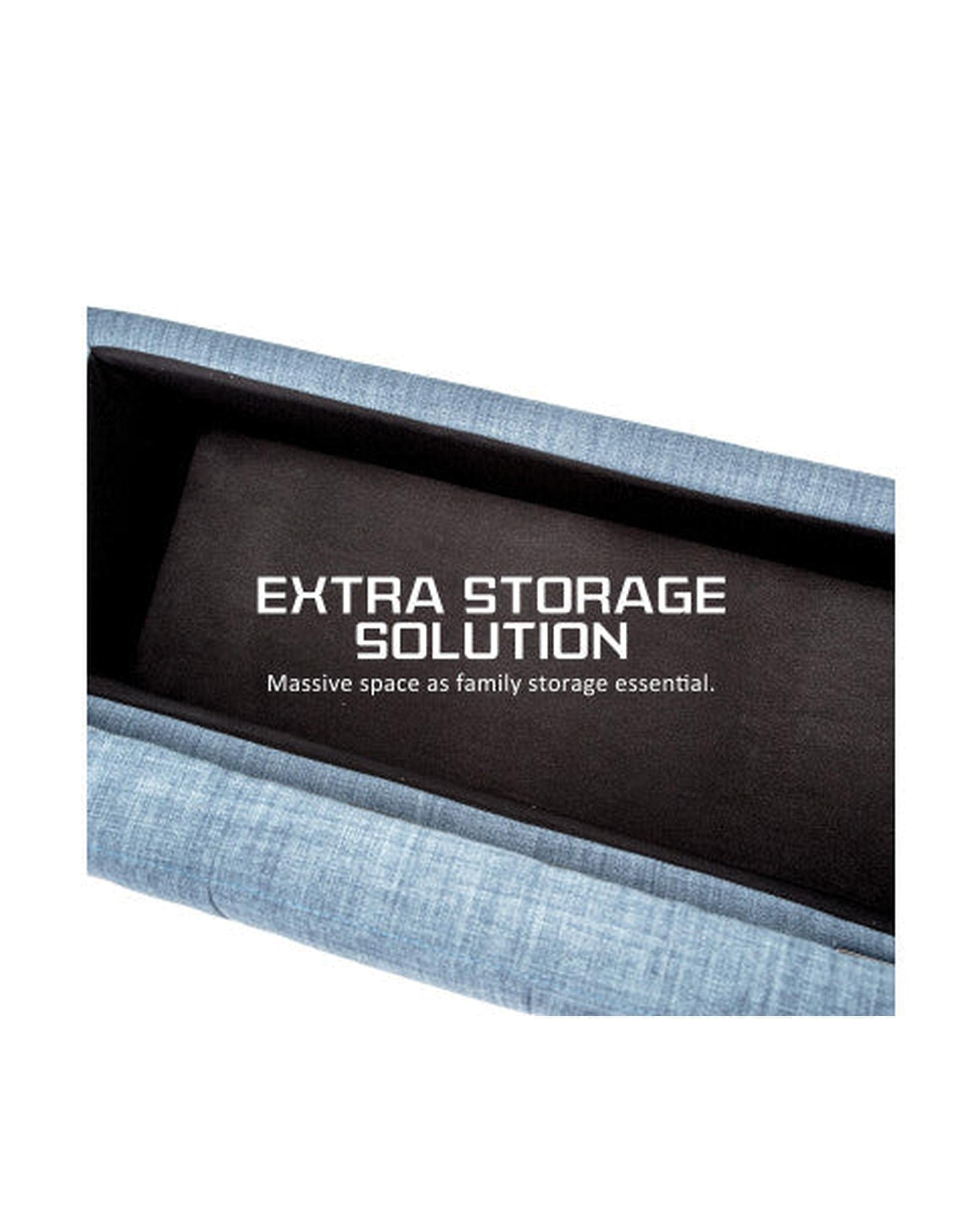 La Bella Ottoman La Bella Light Grey Blue Storage Ottoman Stool Fabric