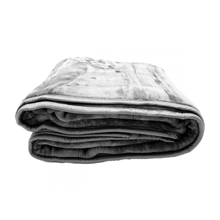 Laura Hill Blanket LAURA HILL 600GSM DOUBLE-SIDED QUEEN SIZE FAUX MINK BLANKET - PEWTER SILVER