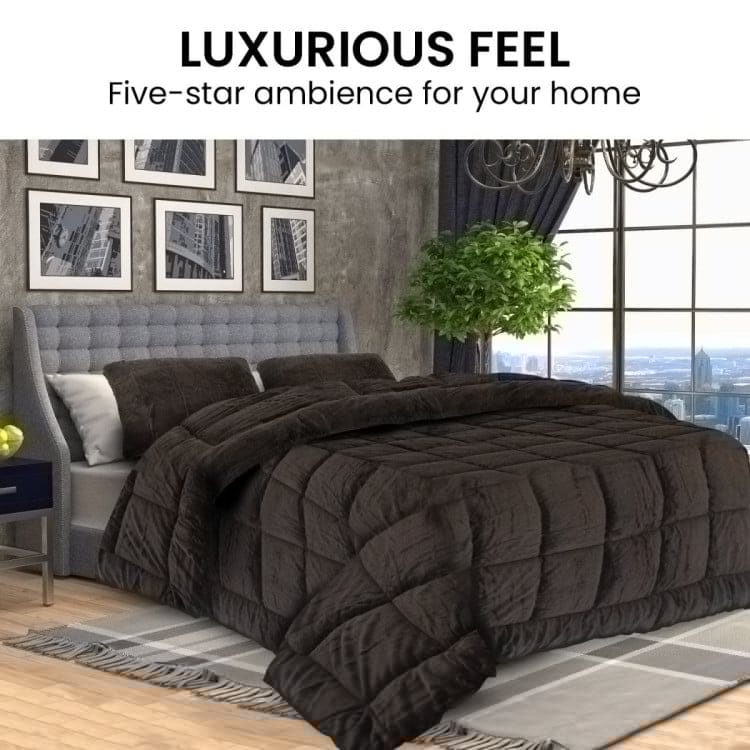 Laura Hill Comforter LAURA HILL 600GSM FAUX MINK QUILT COMFORTER DOONA
