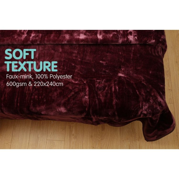 Laura Hill Blanket LAURA HILL 600GSM LARGE DOUBLE-SIDED FAUX MINK BLANKET - PURPLE