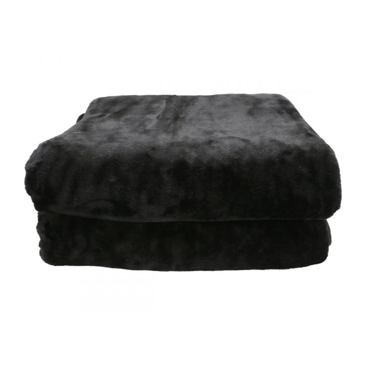 Laura Hill Blanket LAURA HILL 600GSM LARGE DOUBLE-SIDED QUEEN FAUX MINK BLANKET - BLACK