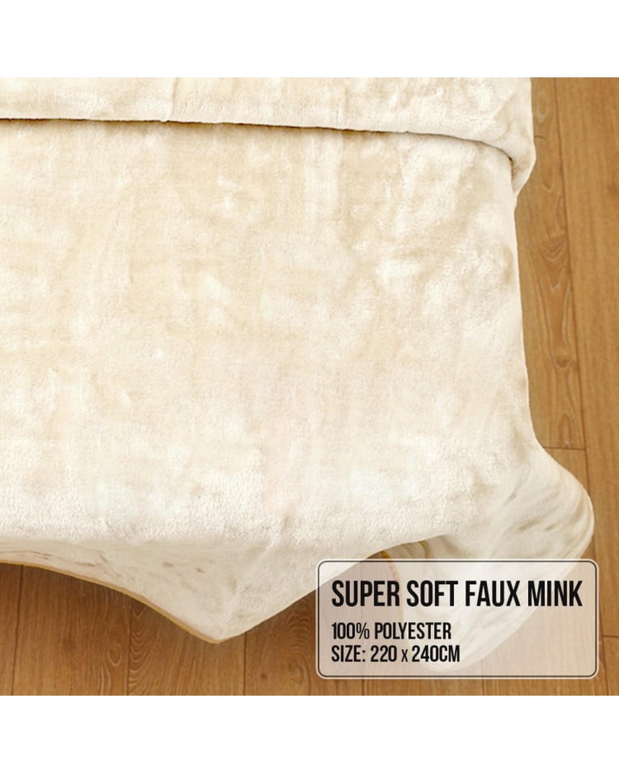Laura Hill Blanket LAURA HILL 800GSM HEAVY DOUBLE-SIDED FAUX MINK BLANKET - BEIGE