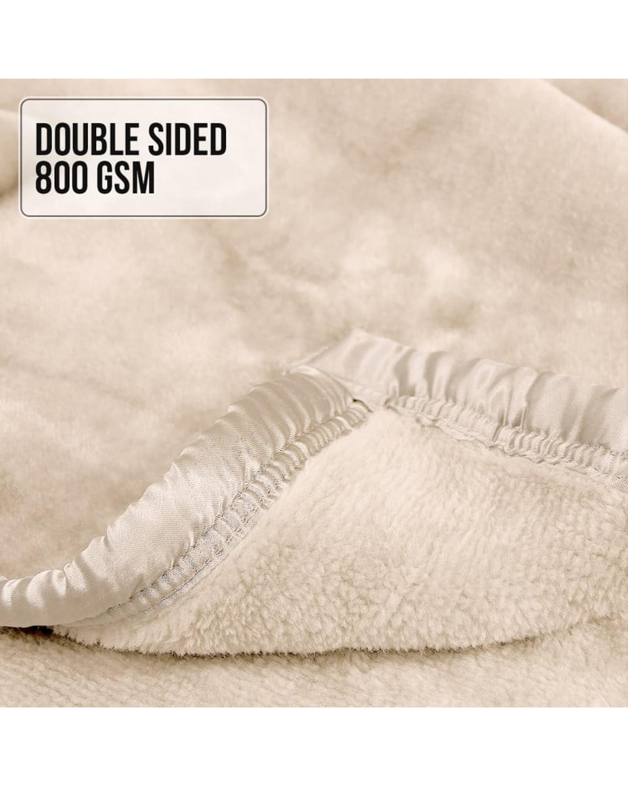 Laura Hill Blanket LAURA HILL 800GSM HEAVY DOUBLE-SIDED FAUX MINK BLANKET - BEIGE