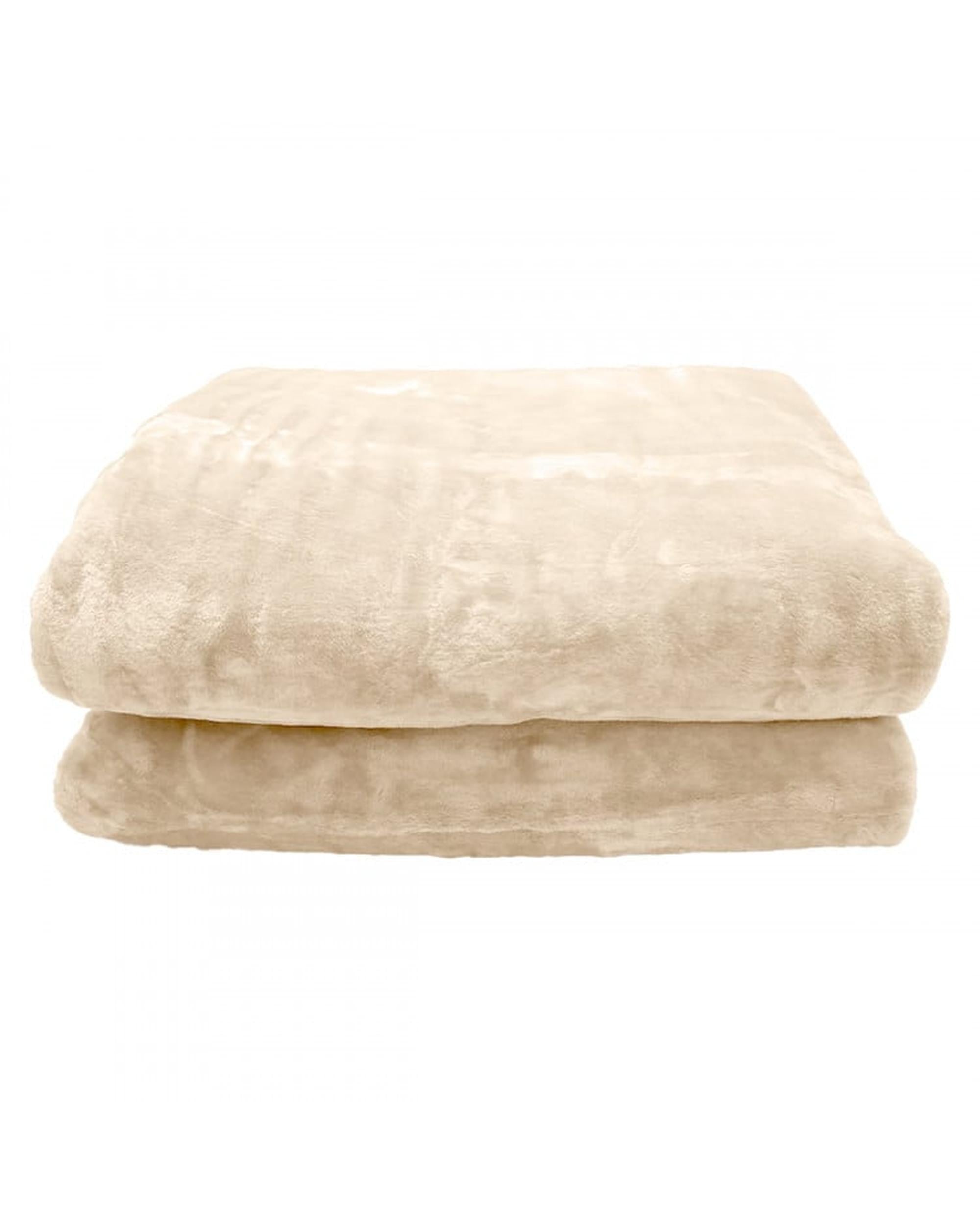Laura Hill Blanket LAURA HILL 800GSM HEAVY DOUBLE-SIDED FAUX MINK BLANKET - BEIGE