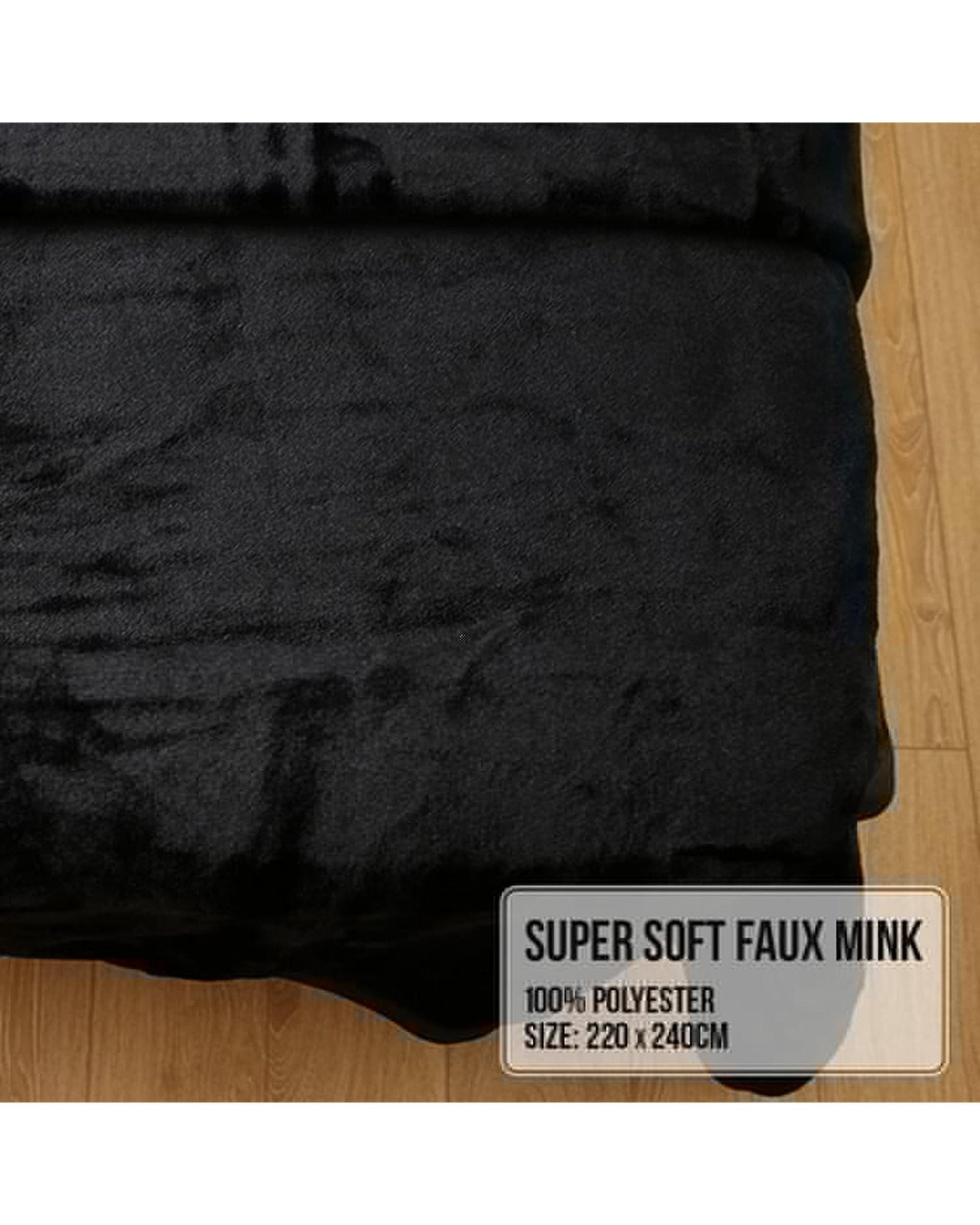 Laura Hill Blanket LAURA HILL 800GSM HEAVY DOUBLE-SIDED FAUX MINK BLANKET - BLACK
