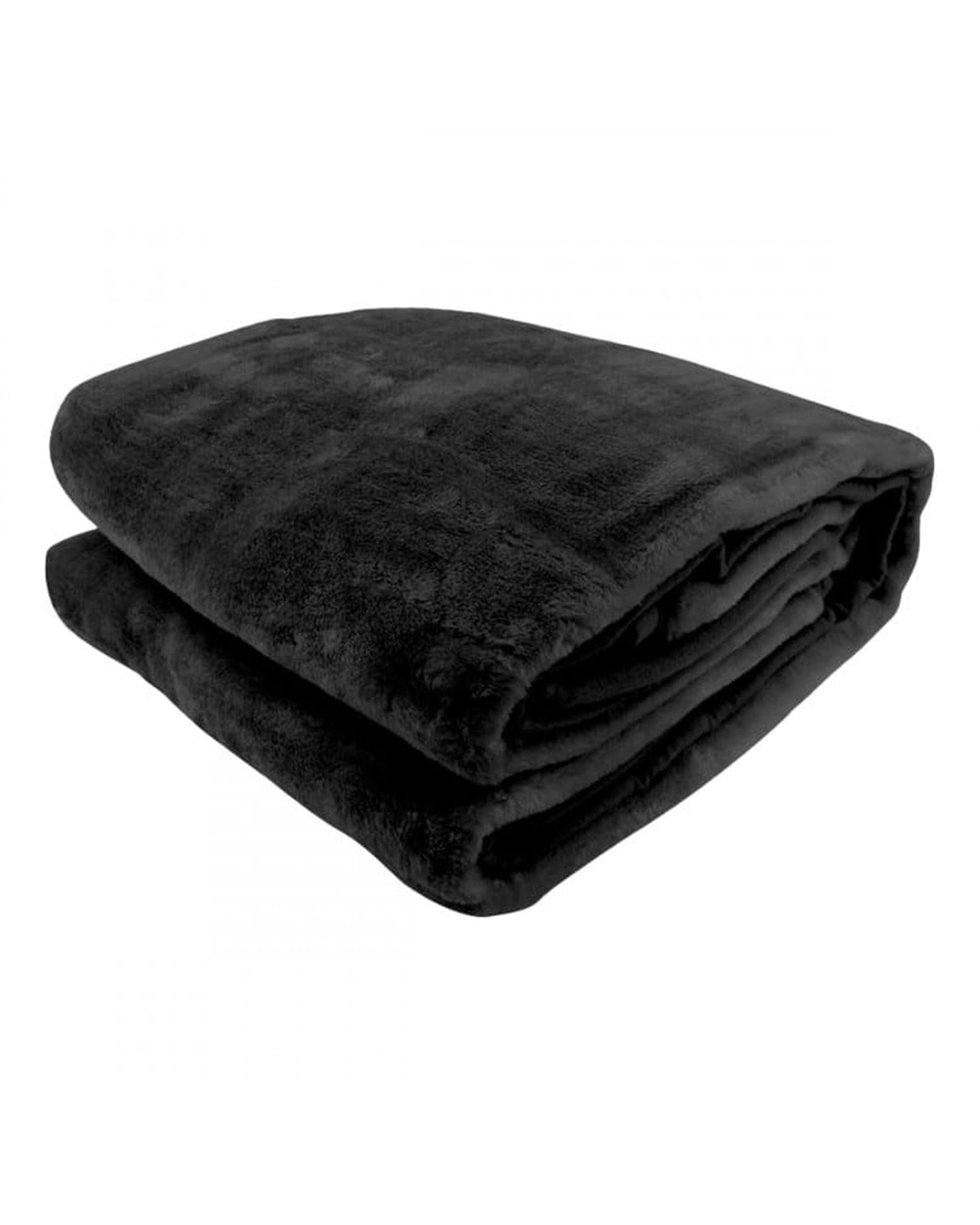 Laura Hill Blanket LAURA HILL 800GSM HEAVY DOUBLE-SIDED FAUX MINK BLANKET - BLACK