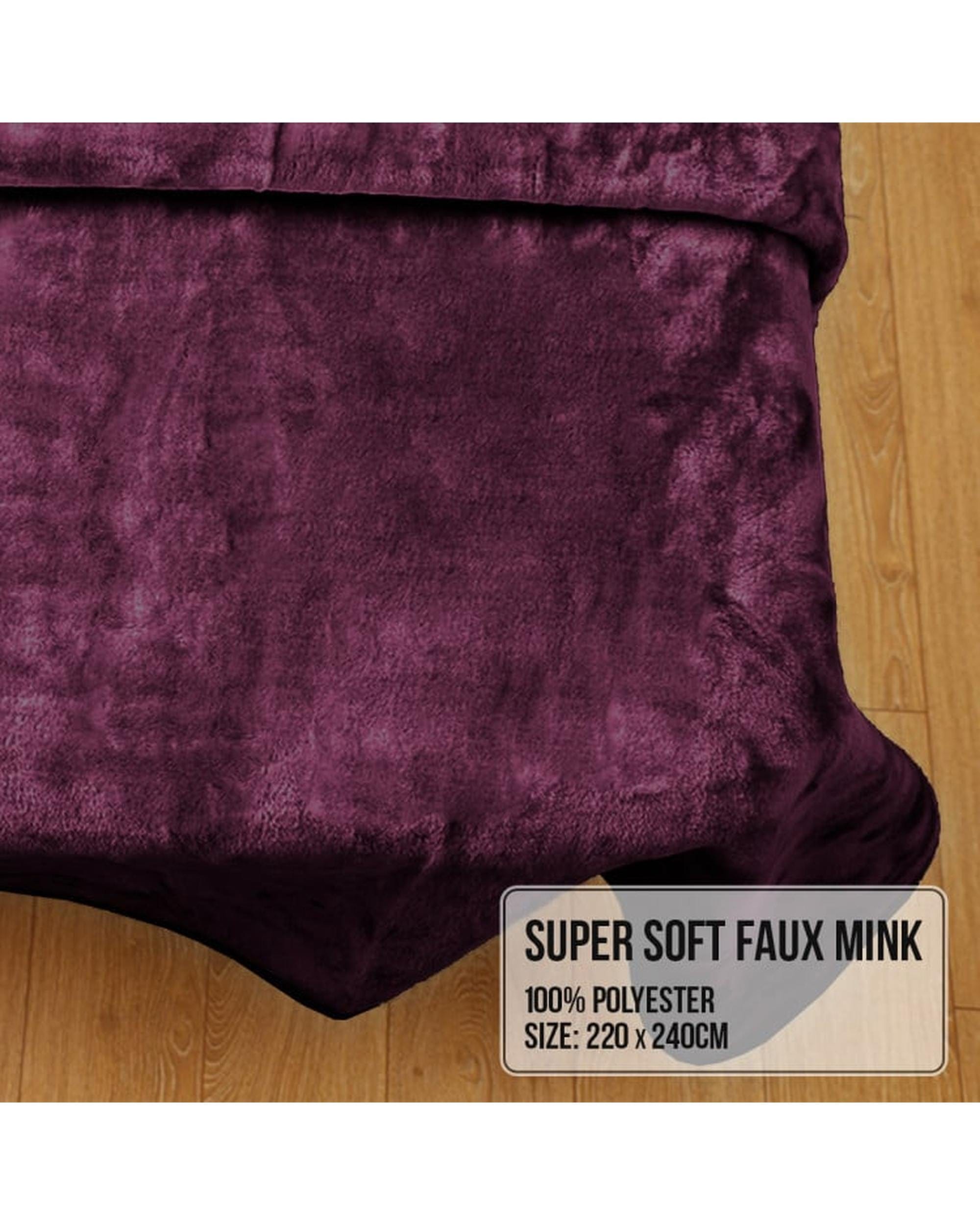 Laura Hill Blanket LAURA HILL 800GSM HEAVY DOUBLE-SIDED FAUX MINK BLANKET - PURPLE