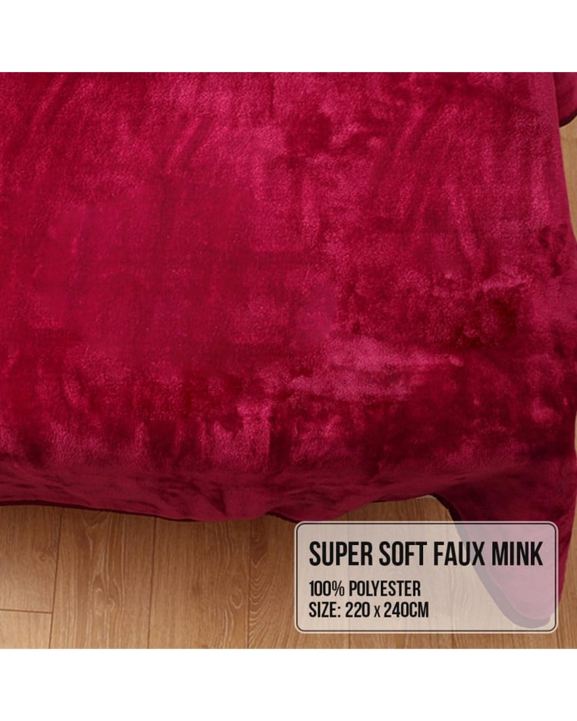 Laura Hill Blanket LAURA HILL 800GSM HEAVY DOUBLE-SIDED FAUX MINK BLANKET - RED