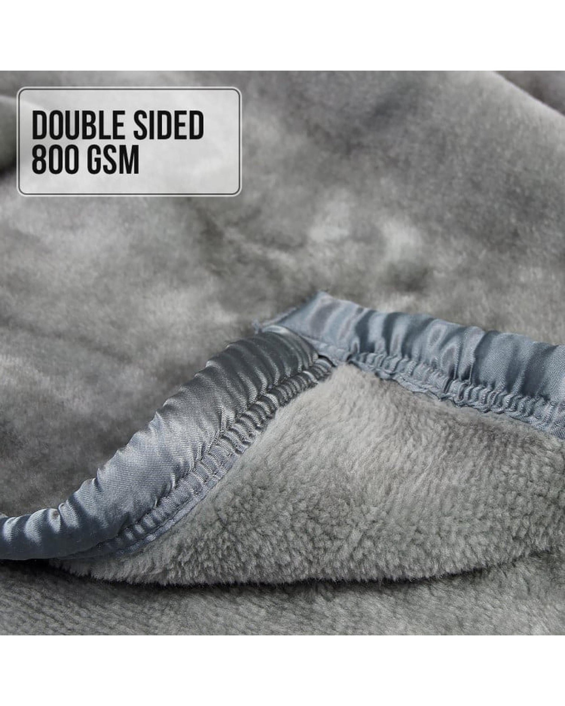 Laura Hill Blanket LAURA HILL 800GSM HEAVY DOUBLE-SIDED FAUX MINK BLANKET - SILVER