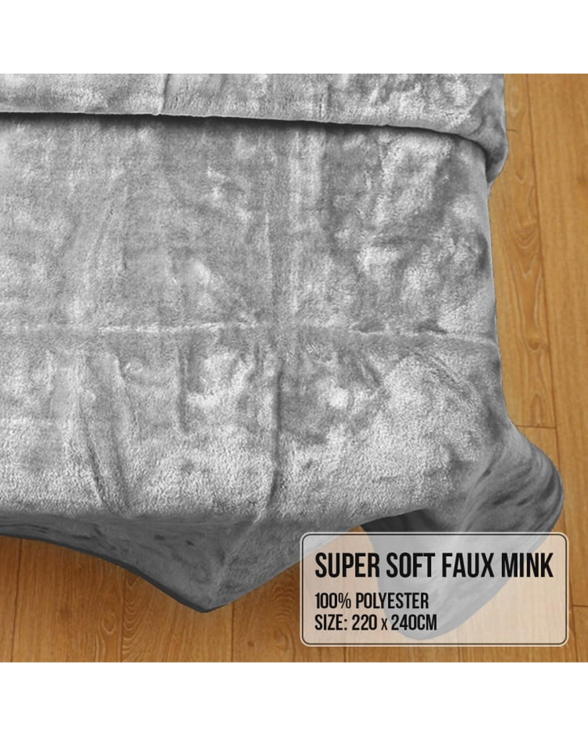 Laura Hill Blanket LAURA HILL 800GSM HEAVY DOUBLE-SIDED FAUX MINK BLANKET - SILVER