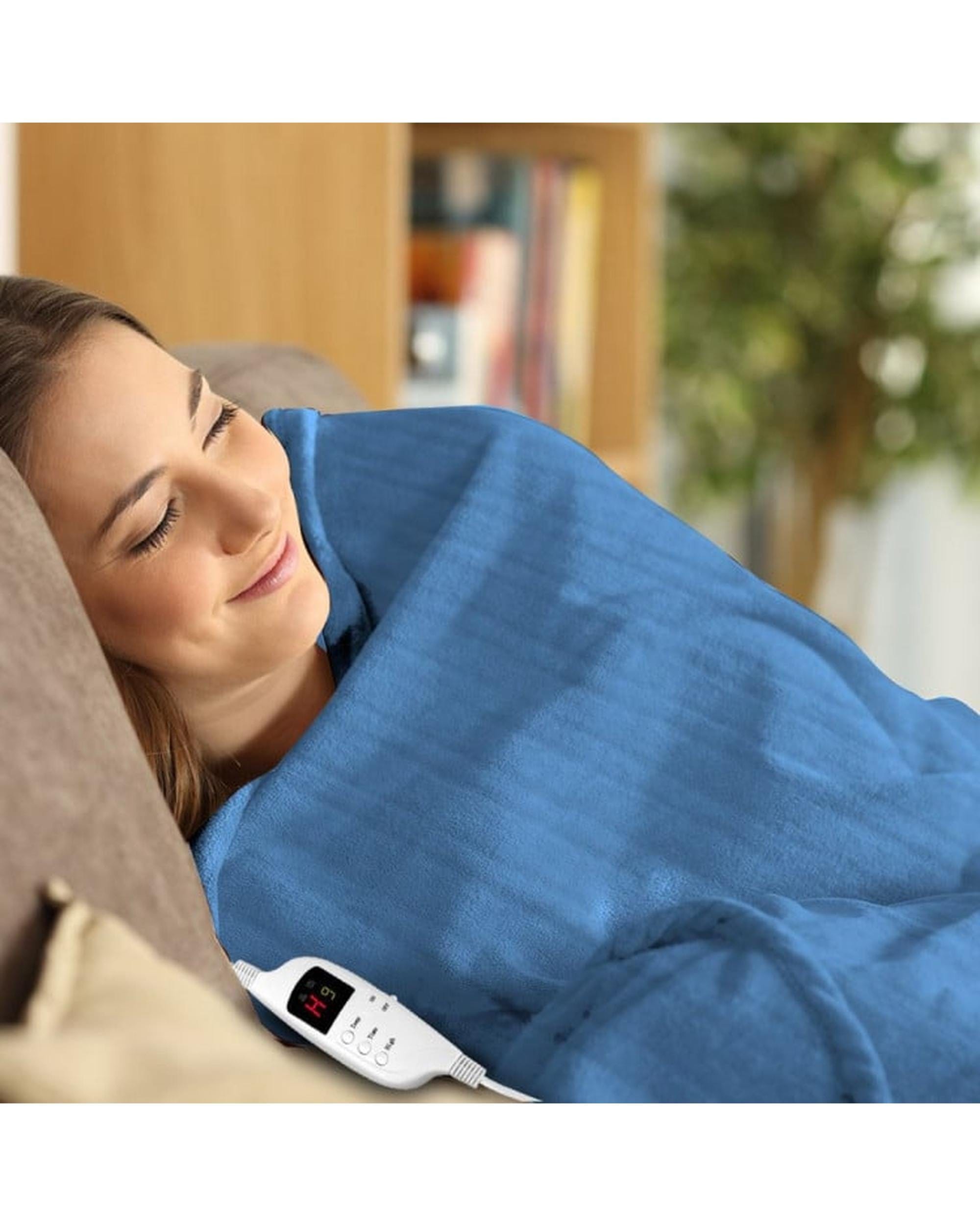 Laura Hill Electric Blanket LAURA HILL HEATED ELECTRIC BLANKET CORAL WARM FLEECE WINTER BLUE