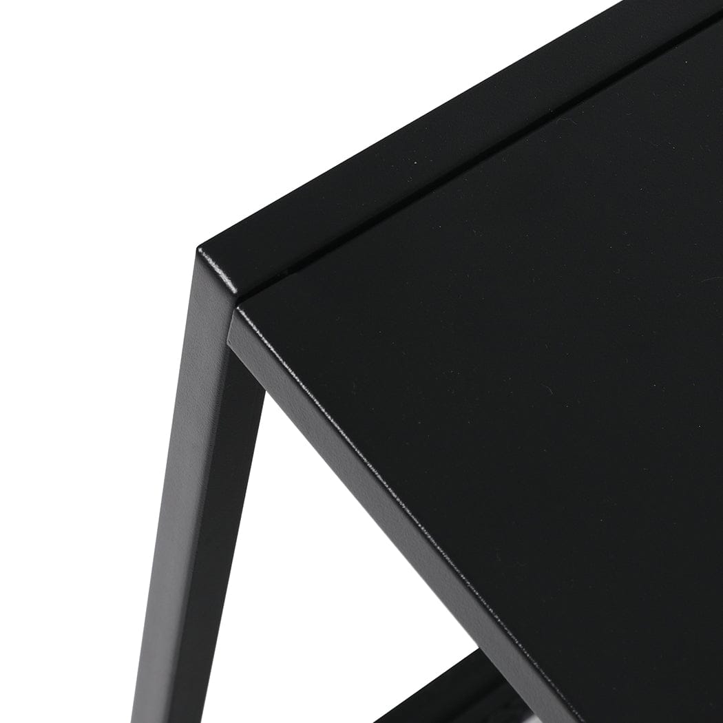 Levede Bedside Table 2-Tier Side Table Open Design Steel Home Shelf Compact Storage End Table