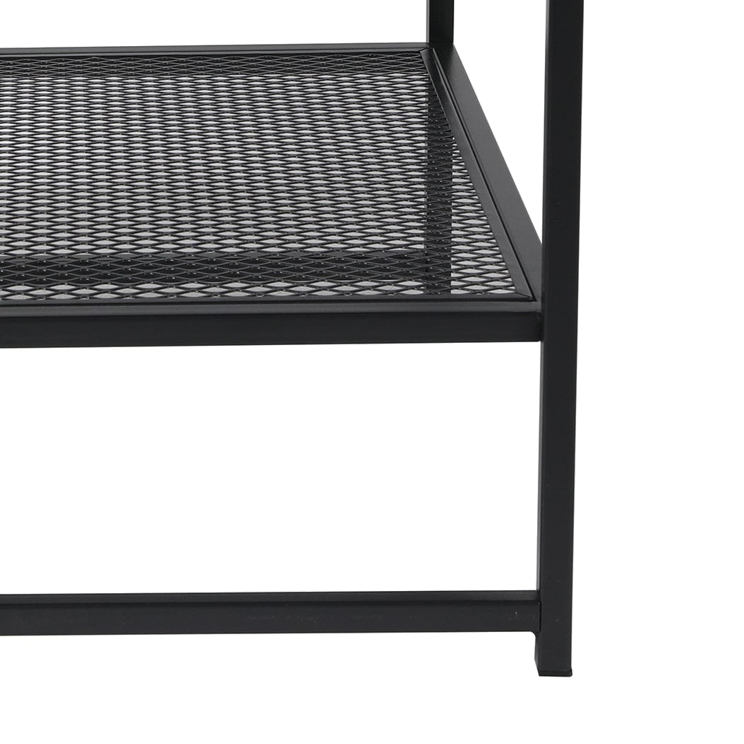 Levede Bedside Table 2-Tier Side Table Open Design Steel Home Shelf Compact Storage End Table