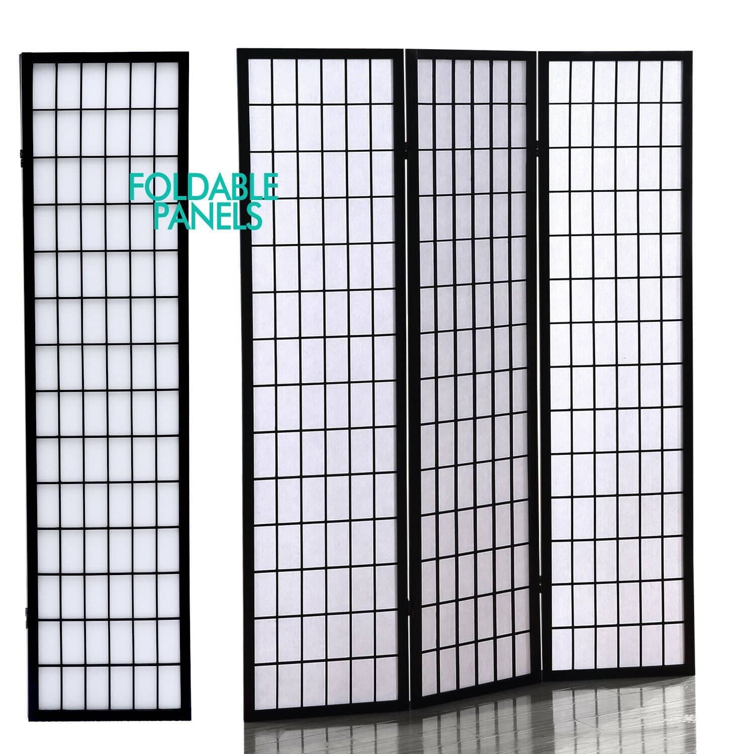 Levede Room Divider 3 Panel Free Standing Foldable  Room Divider Privacy Screen  Black Frame