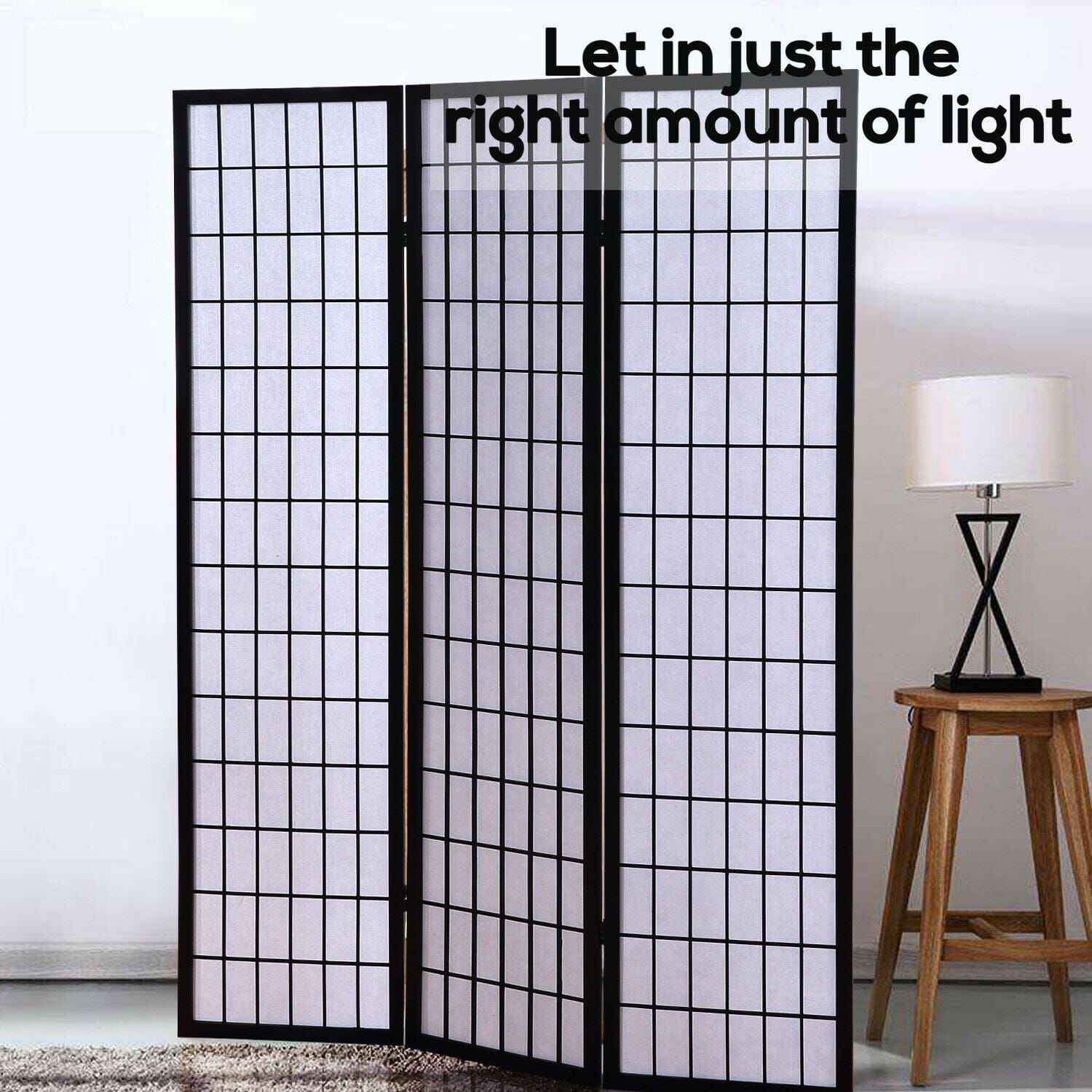 Levede Room Divider 3 Panel Free Standing Foldable  Room Divider Privacy Screen  Black Frame