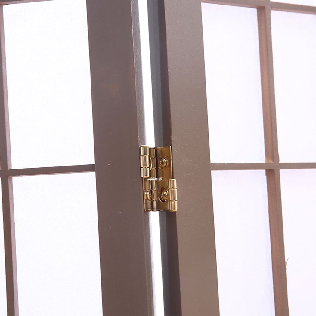 Levede Room Divider 3 Panel Room Divider Screen Door Stand Privacy Fringe Wood Fold Grey