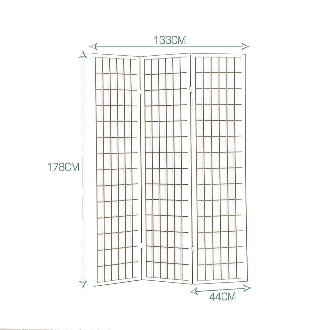 Levede Room Divider 3 Panel Room Divider Screen Door Stand Privacy Fringe Wood Fold Grey