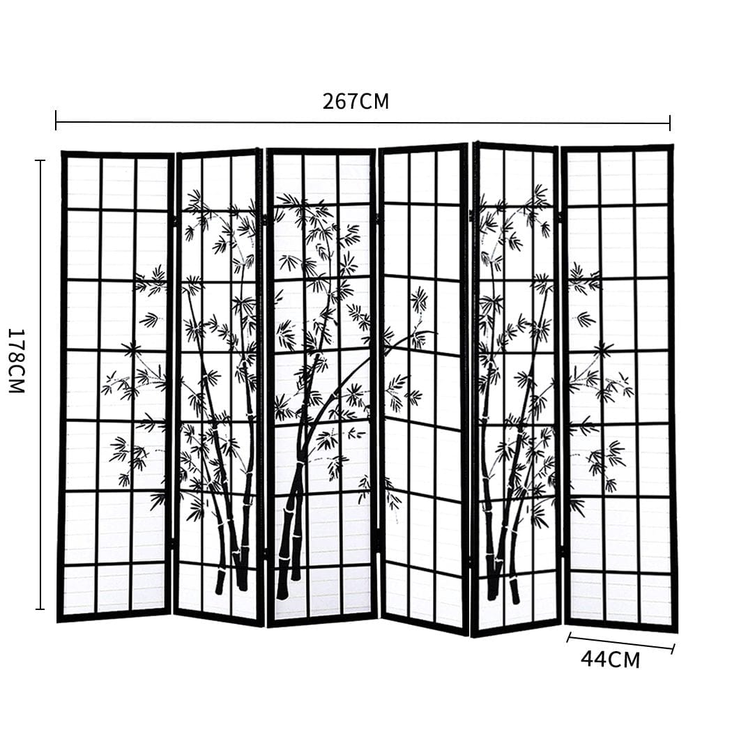 Levede Room Divider 6 Panel Free Standing Foldable  Room Divider Privacy Screen Bamboo Print
