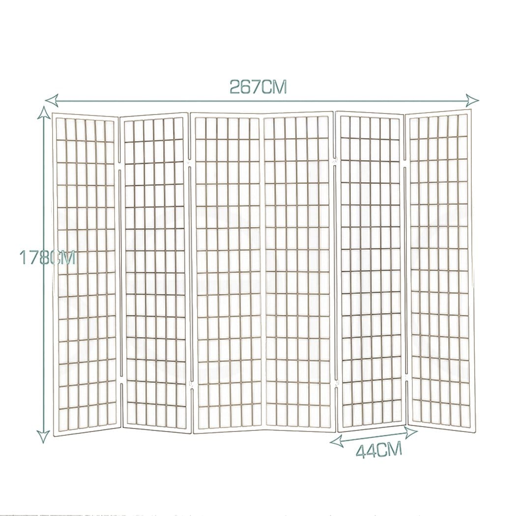 Levede Room Divider 6 Panel Free Standing Foldable  Room Divider Privacy Screen Wood Frame
