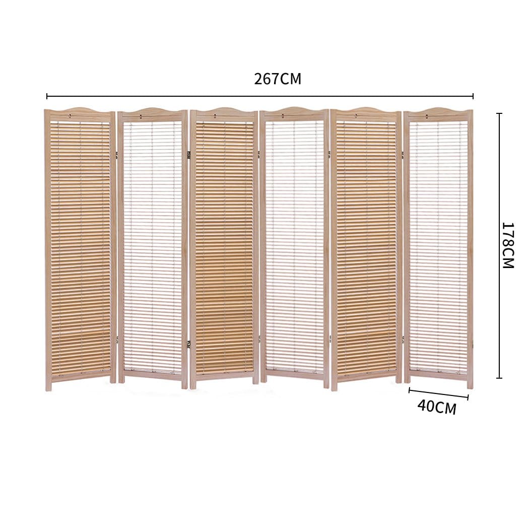 Levede Room Divider 6 Panel Free Standing Foldable  Room Divider Privacy Screen Wood Frame