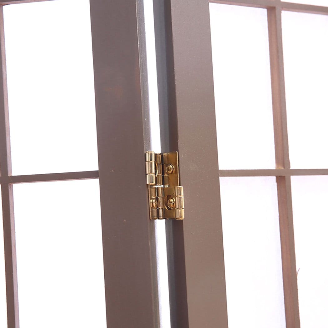 Levede Room Divider 6 Panel Room Divider Screen Door Stand Privacy Fringe Wood Fold Grey
