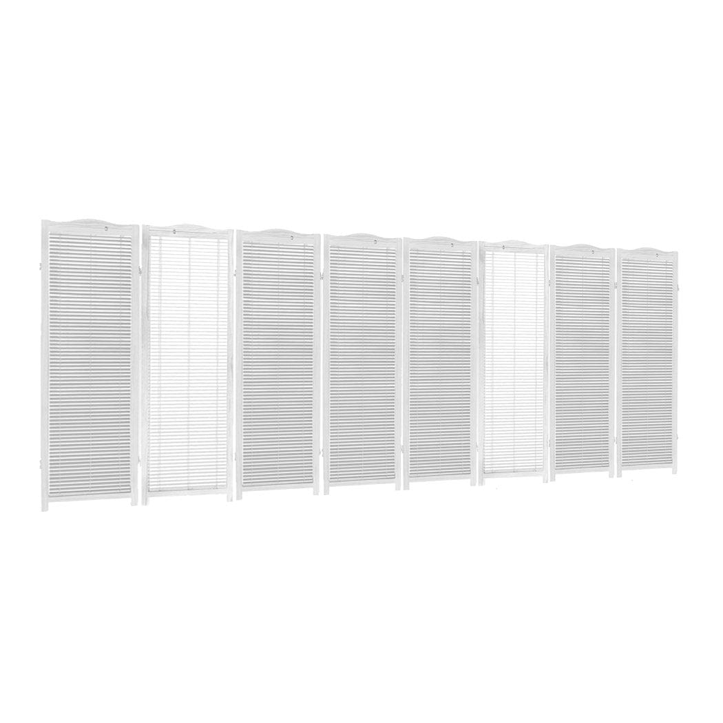 Levede Room Divider 8 Panel Free Standing Foldable  Room Divider Privacy Screen White Frame
