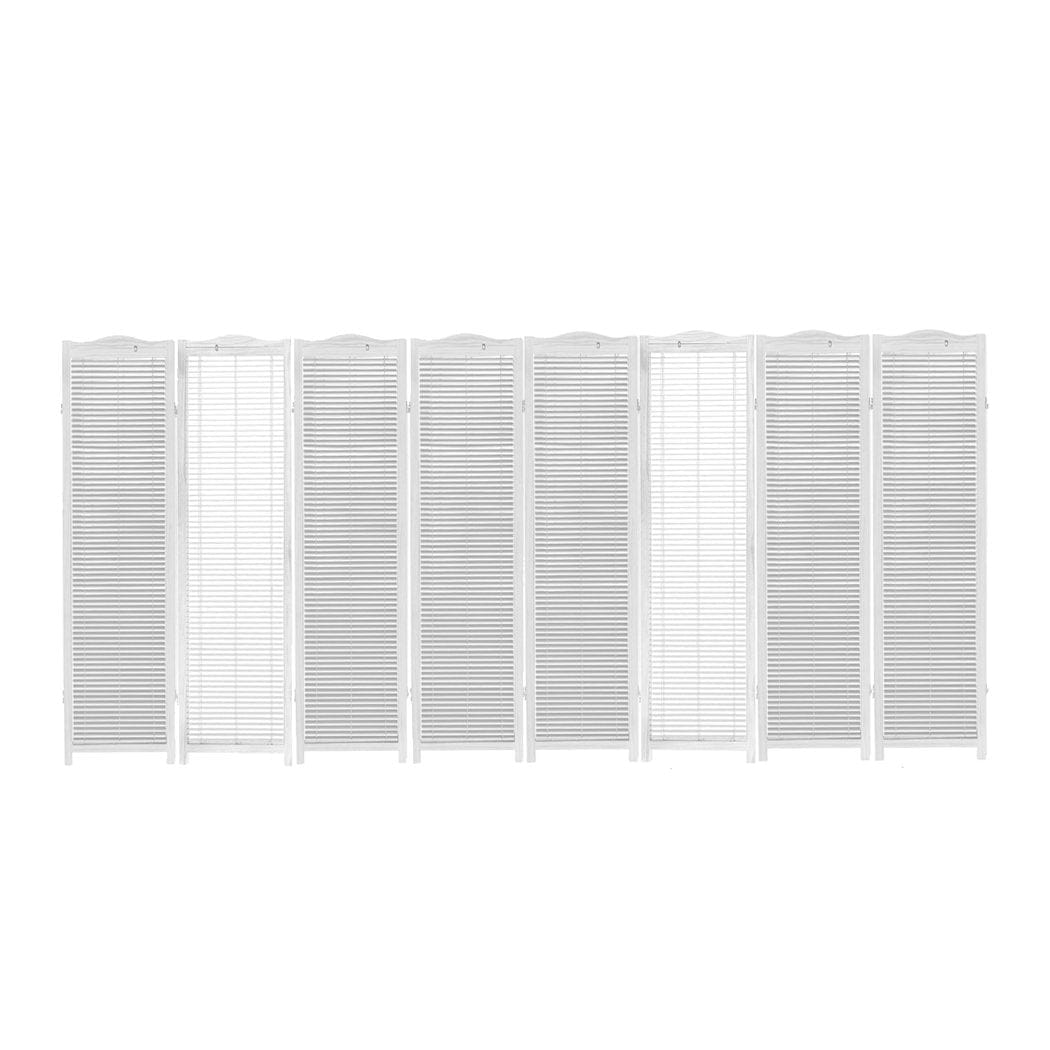 Levede Room Divider 8 Panel Free Standing Foldable  Room Divider Privacy Screen White Frame