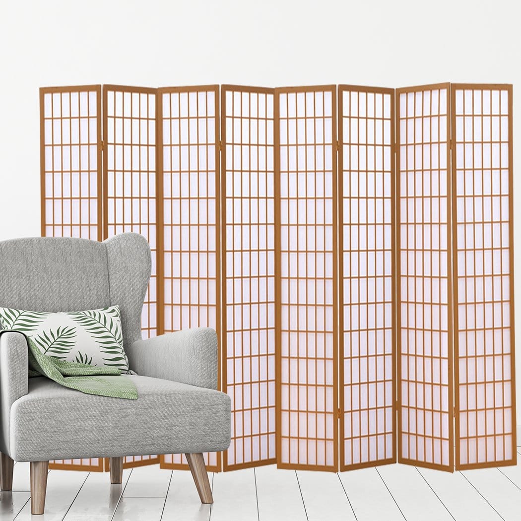 Levede Room Divider 8 Panel Free Standing Foldable  Room Divider Privacy Screen Wood Frame