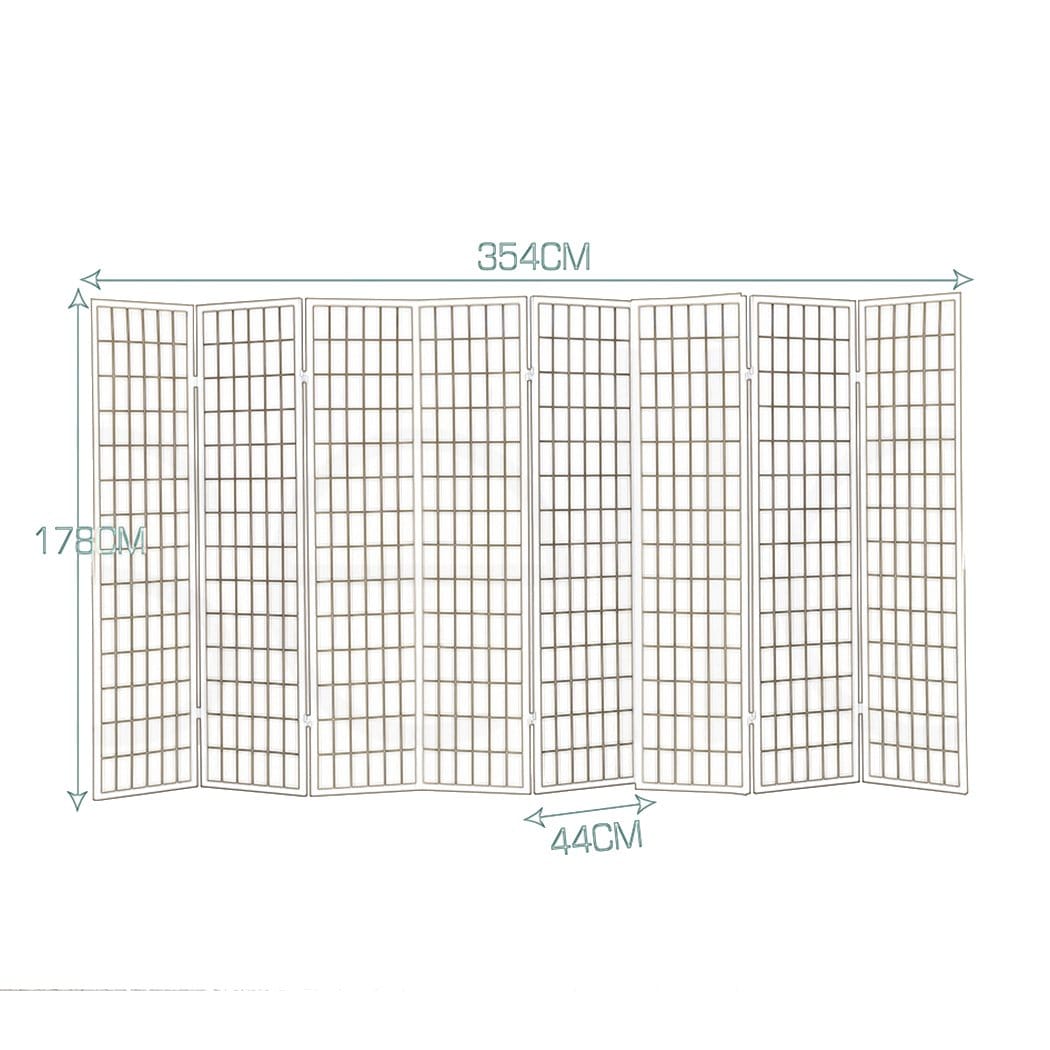 Levede Room Divider 8 Panel Free Standing Foldable  Room Divider Privacy Screen Wood Frame
