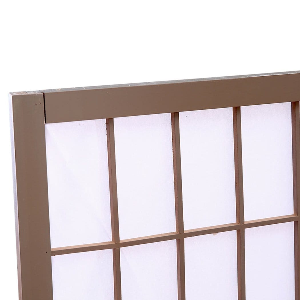 Levede Room Divider 8 Panel Room Divider Screen Door Stand Privacy Fringe Wood Fold Grey