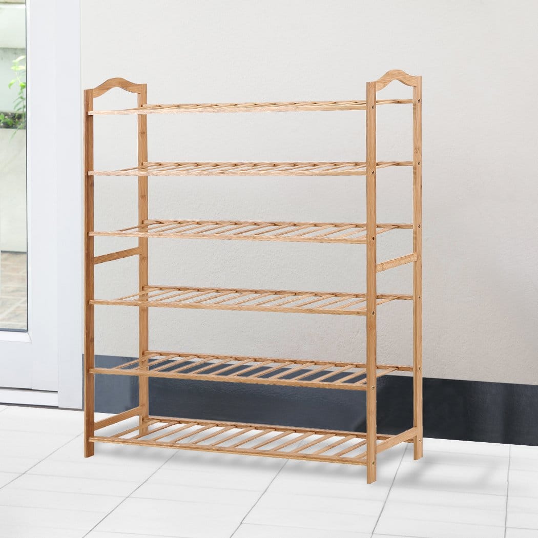 Levede Shoe Rack Bamboo Shoe Rack Storage Wooden Organizer Shelf Stand 6 Tiers Layers 80cm