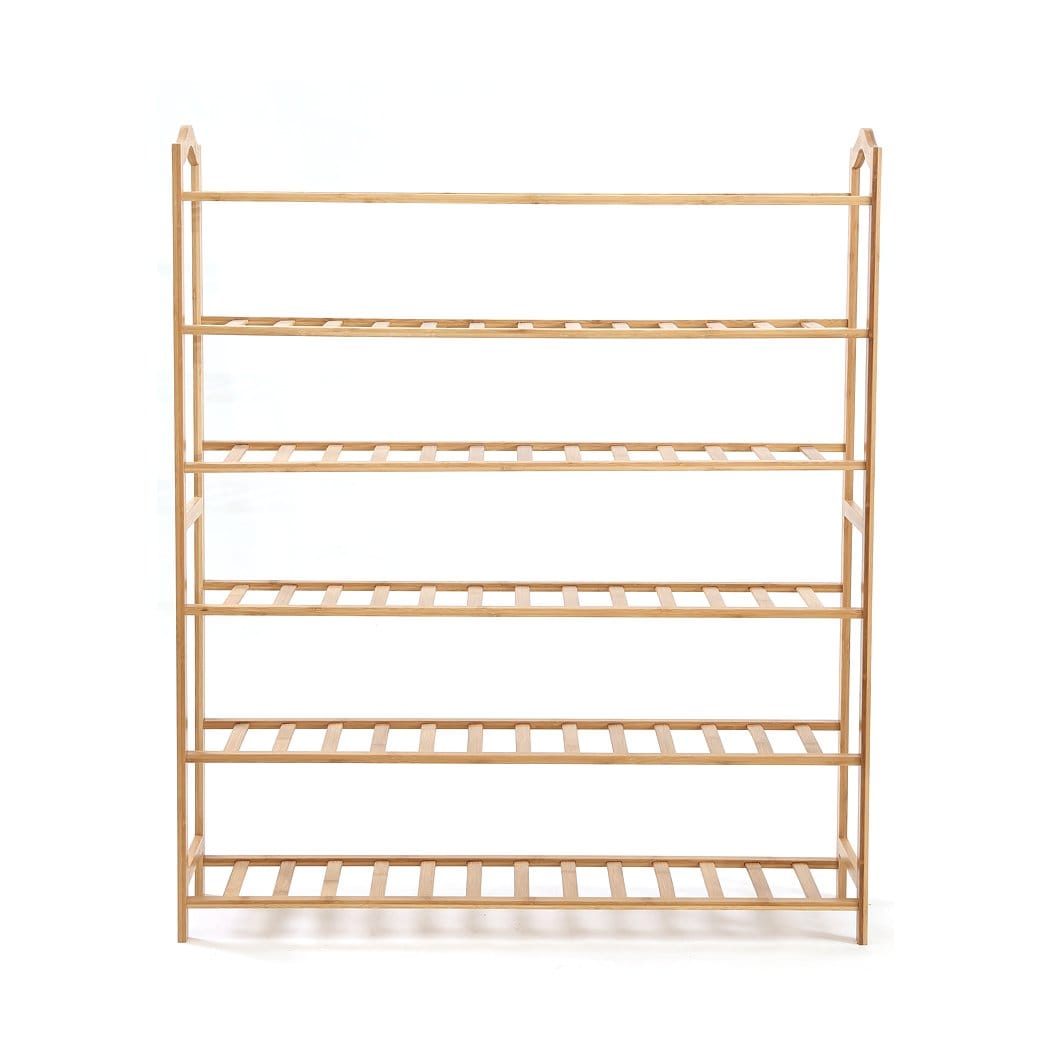 Levede Shoe Rack Bamboo Shoe Rack Storage Wooden Organizer Shelf Stand 6 Tiers Layers 80cm