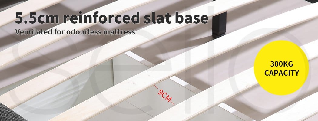 Levede Bedframe Bed Frame Base With Storage Drawer Mattress Wooden Fabric Double Dark Grey