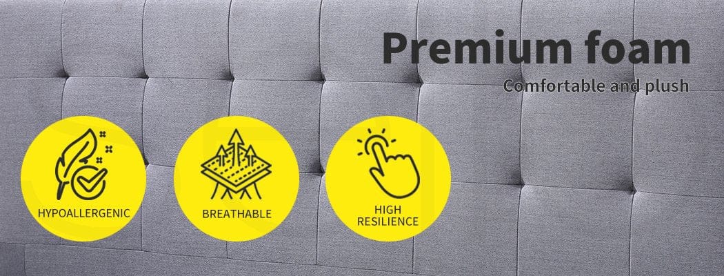 Levede Bedframe Bed Frame Base With Storage Drawer Mattress Wooden Fabric Double Grey