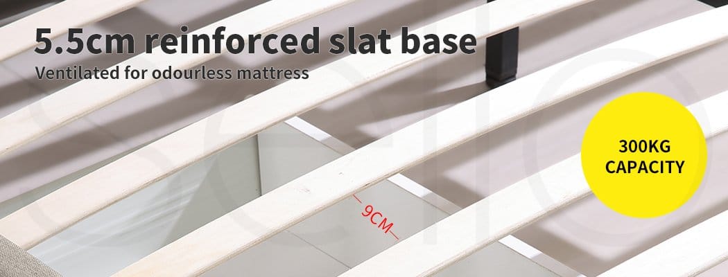 Levede Bedframe Bed Frame Base With Storage Drawer Mattress Wooden Fabric Double Grey