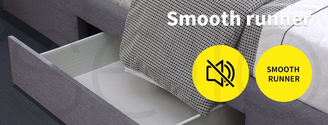 Levede Bedframe Bed Frame Base With Storage Drawer Mattress Wooden Fabric Double Grey