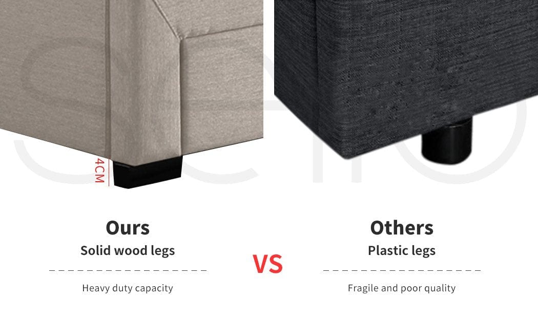 Levede Bedframe Bed Frame Base With Storage Drawer Mattress Wooden Fabric Queen Dark Grey