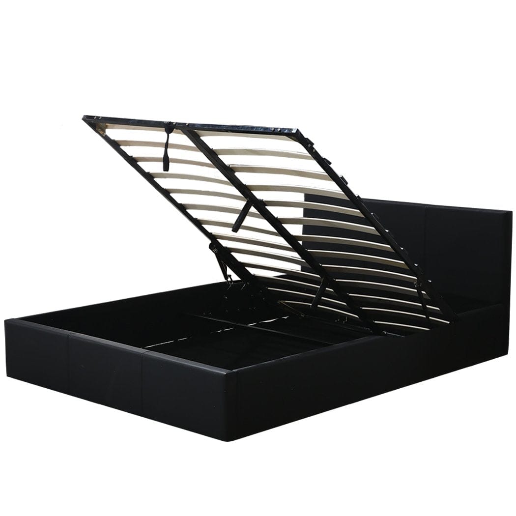 Levede Bedframe Bed Frame Gas Lift Leather Base Mattress Storage King Single Size Black