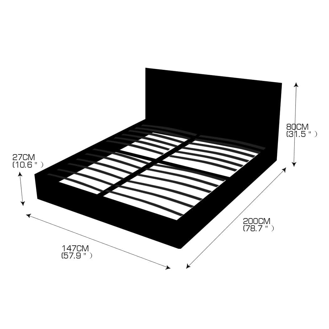Levede Bedframe Bed Frame Gas Lift Premium Leather Base Mattress Storage Double Black