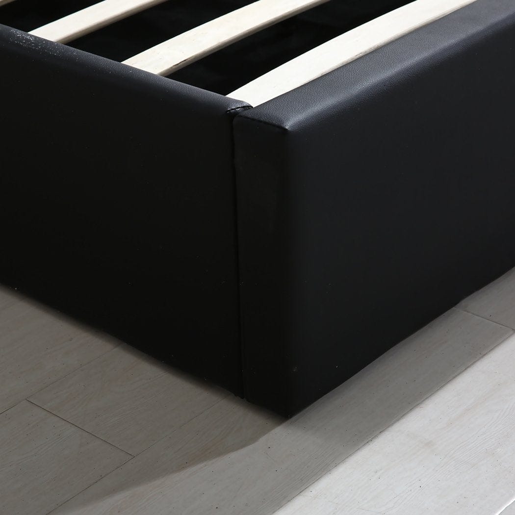 Levede Bedframe Bed Frame Gas Lift Premium Leather Base Mattress Storage King Size Black