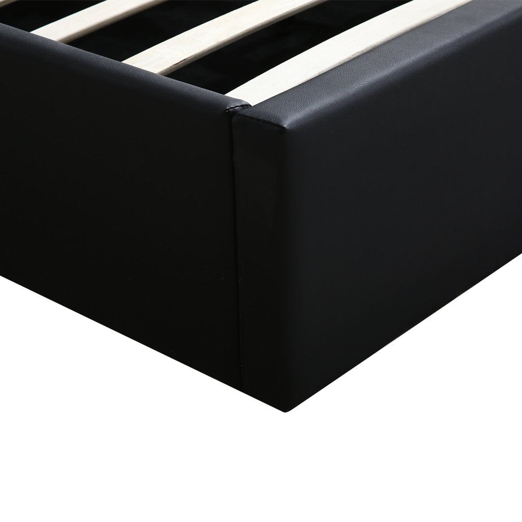 Levede Bedframe Bed Frame Gas Lift Premium Leather Base Mattress Storage Queen Size Black
