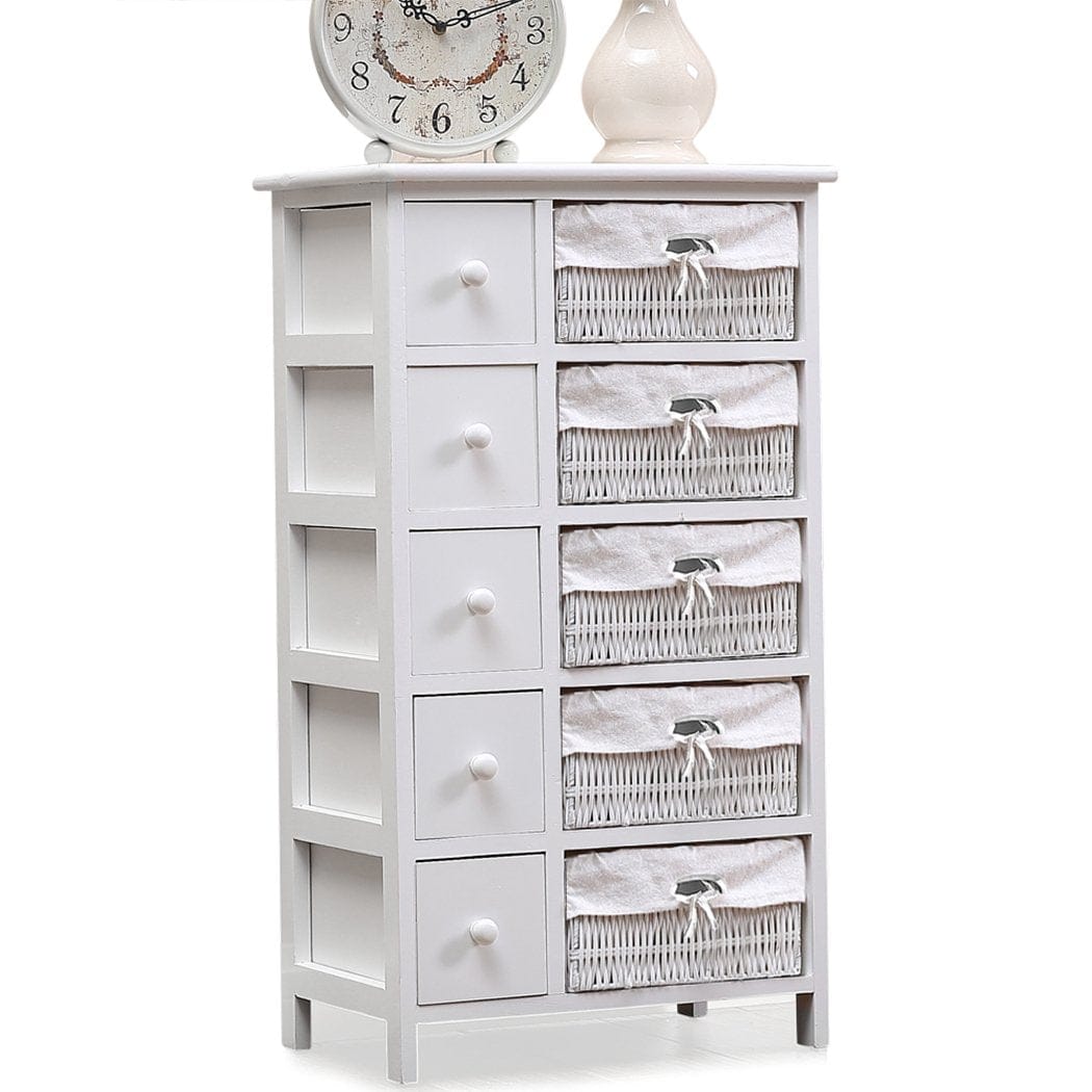 Levede Chest of Drawers Bedside Tables Chest of 5 Drawers Wood Storage Cabinet Bedroom Furniture
