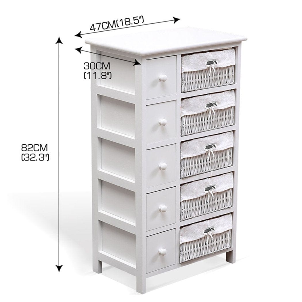 Levede Chest of Drawers Bedside Tables Chest of 5 Drawers Wood Storage Cabinet Bedroom Furniture