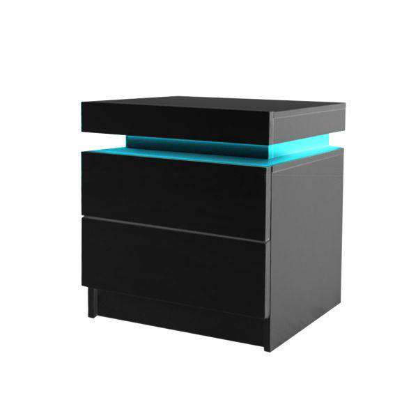 Levede Bedside Table BEDSIDE TABLES DRAWERS RGB LED SIDE TABLE HIGH GLOSS NIGHTSTAND CABINET