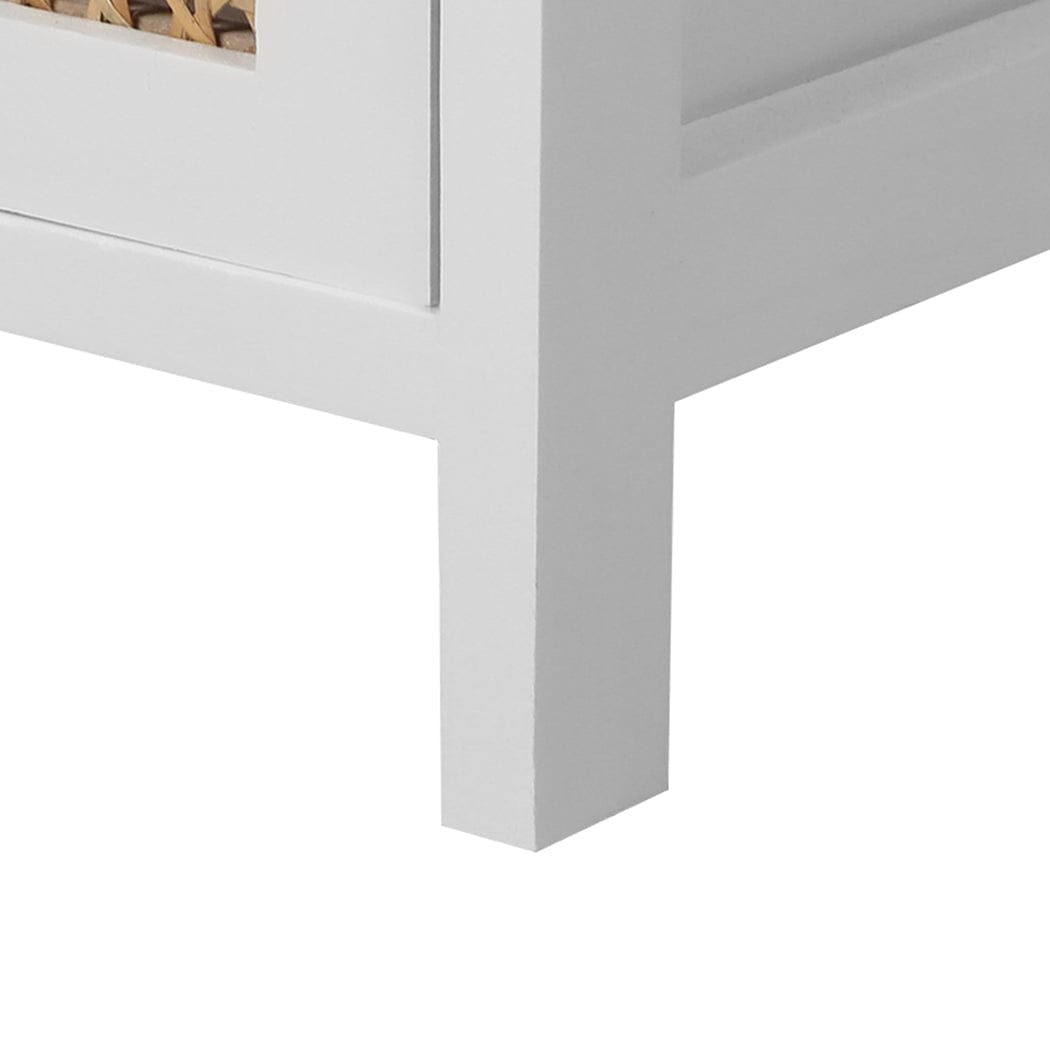Levede Bedside Table Bedside Tables Drawers Side Table Paulownia Wood Storage Cabinet White