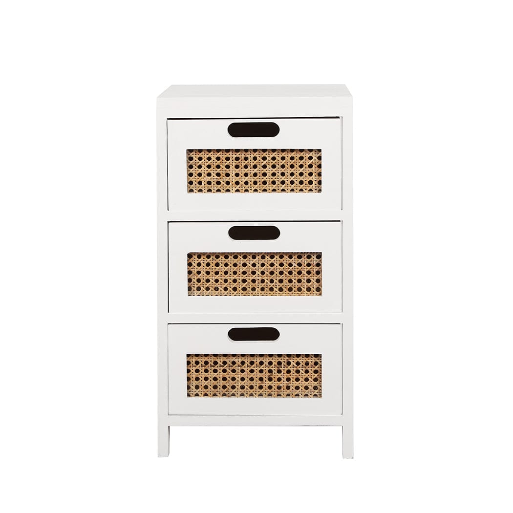 Levede Bedside Table Bedside Tables Drawers Side Table Paulownia Wood Storage Cabinet White