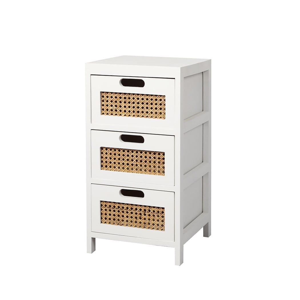 Levede Bedside Table Bedside Tables Drawers Side Table Paulownia Wood Storage Cabinet White