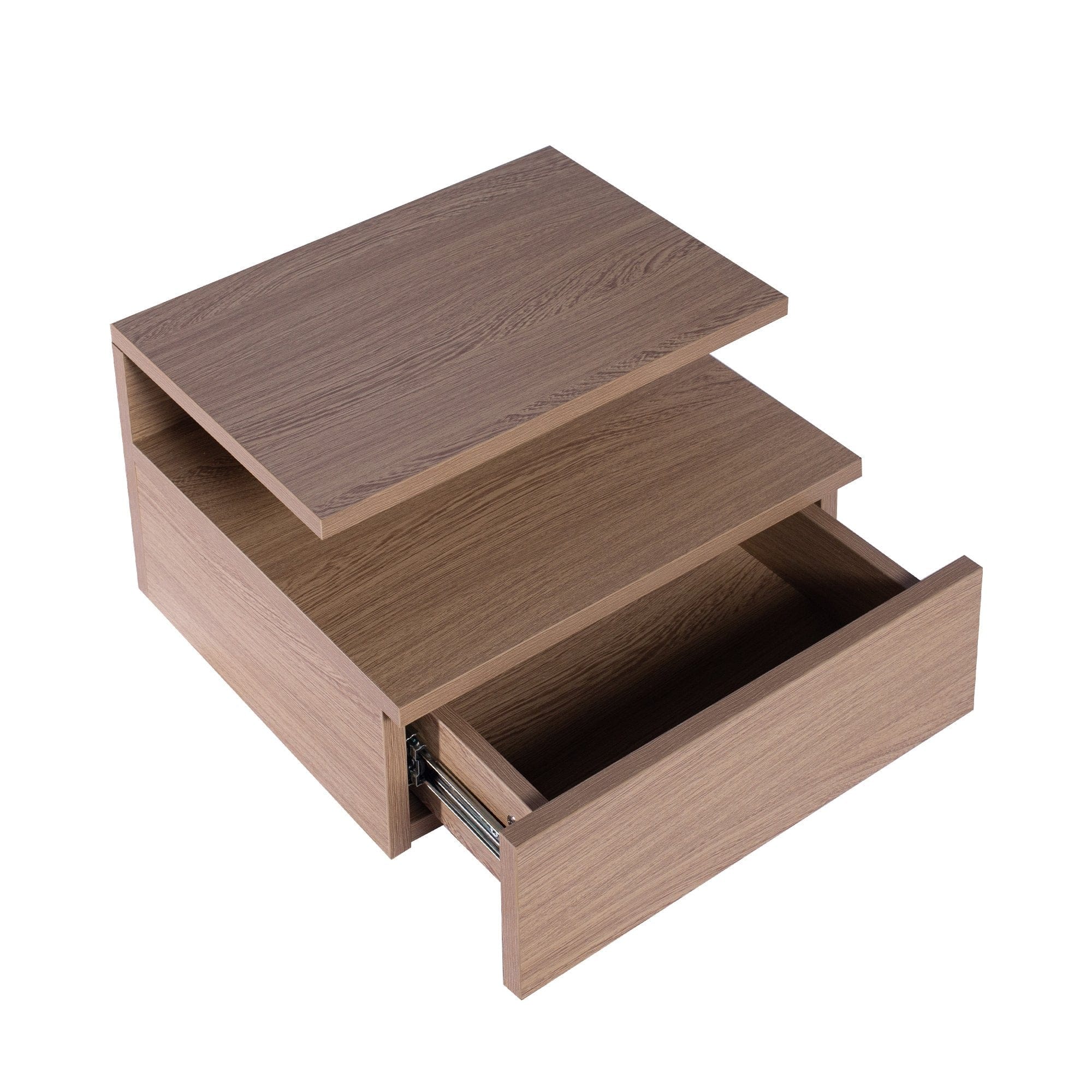 Levede Bedside Table Bedside Tables LED Side Table Storage Drawer Nightstand Wood Oak X2